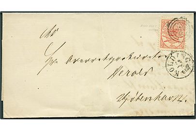 4 sk. Krone/Scepter på brev annulleret med nr.stempel 36 og sidestemplet antiqua Kolding d. 25.5.1869 til Kjøbenhavn.