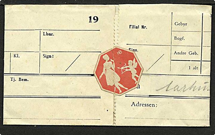Telegram fra Aarhus d. 10.1.1921 til hypperske frk. D. Pedersen i Nyborg.