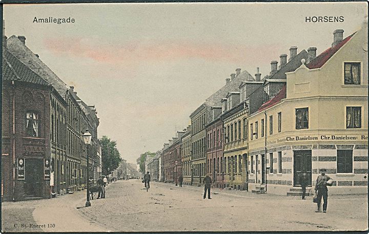 Horsens, Amaliegade med C. Danielsen’s restauration. Stenders no. 150. Kvalitet 9