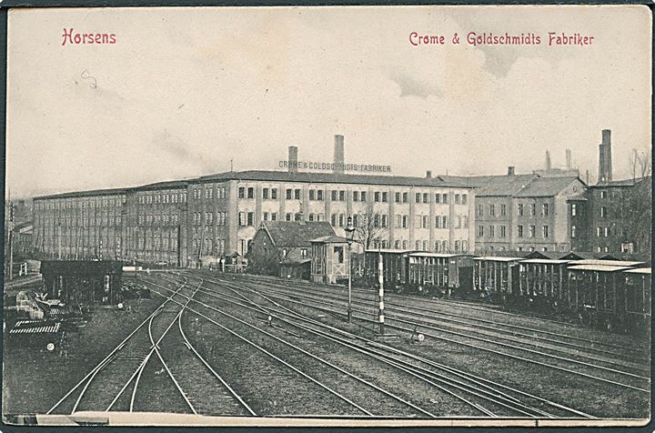 Horsens jernbaneterræn med Crome & Goldschmidts Fabriker. W.K.F. no. 1627. Kvalitet 7