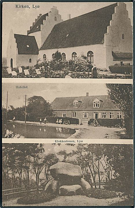 Lyø, partier fra med hotellet og kirken. H. Schmidt no. 87. Kvalitet 8