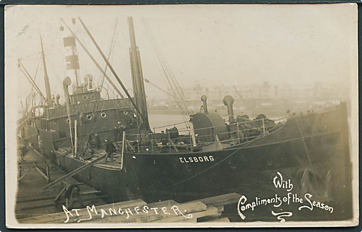 “Elsborg”, S/S, Dampskibsselskabet af 1896. Fotokort fra Manchester, u/no. Kvalitet 7