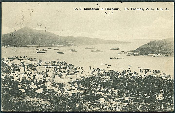 D.V.I., St. Thomas. U.S. Squadron in Harbour. Lightburn  u/no. Kvalitet 7