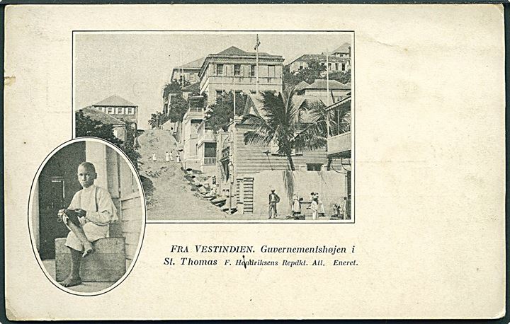 D.V.I., St. Thomas. Guvernementshøjen. F. Henriksen. U/no. Stemplet: Dansk Koloniudstilling Tivoli 1905. Kvalitet 7