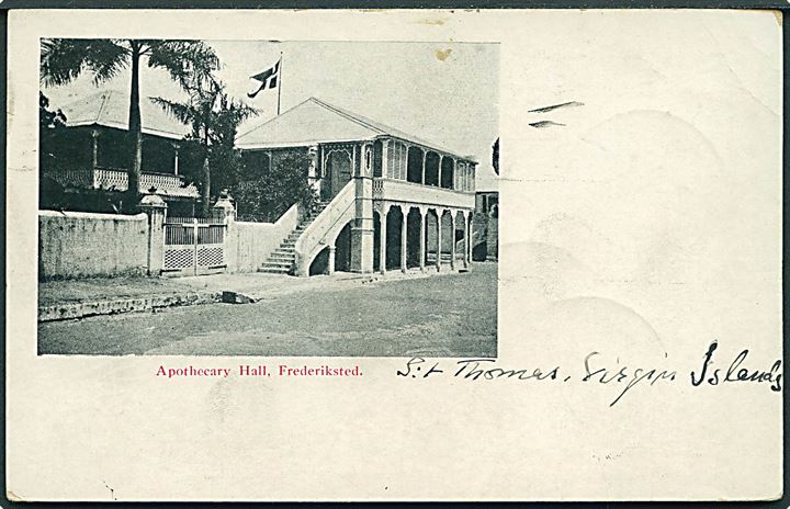 D.V.I., St. Croix, Frederiksted. Apothecary Hall. Taylor’s Book Store u/no. Anvendt 1939. Kvalitet 7