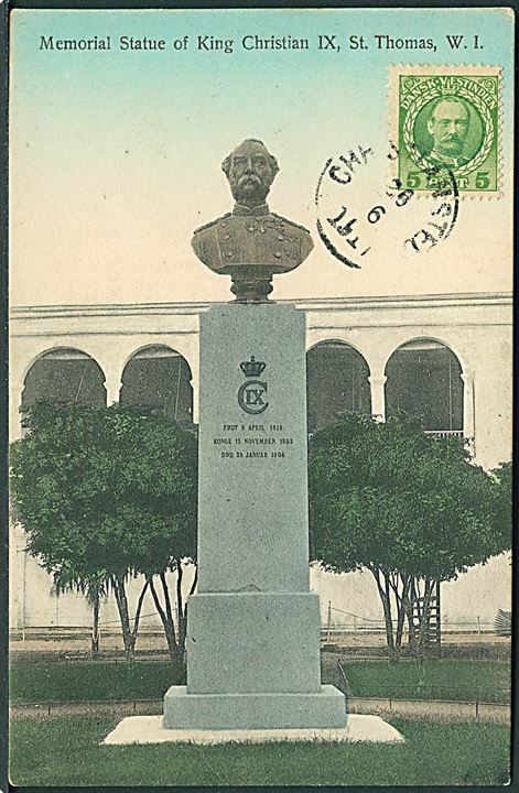 D.V.I., St. Thomas. Memorial Statue of King Christian IX. E. Frass no. 31. Kvalitet 8