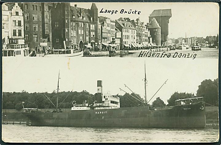“Margit”, S/S, i Danzig. Myren D/S 1924, sænket af på rejse til Island af U985 i 1944. Fotokort u/no. Kvalitet 6