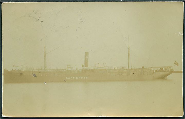 “Lars Kruse”, S/S, Cimbria D/S. Minesprængt i den engelske kanal d. 4.2.1914. Fotokort u/no. Kvalitet 8