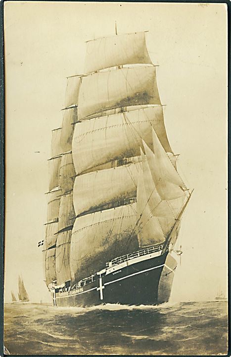 “Sokoto”, 4-mastet bark i neutralitetsbemaling. Rederiet Hippalos (1916-1917) sænket af tysk ubåd d. 25.4.1917. Kvalitet 7