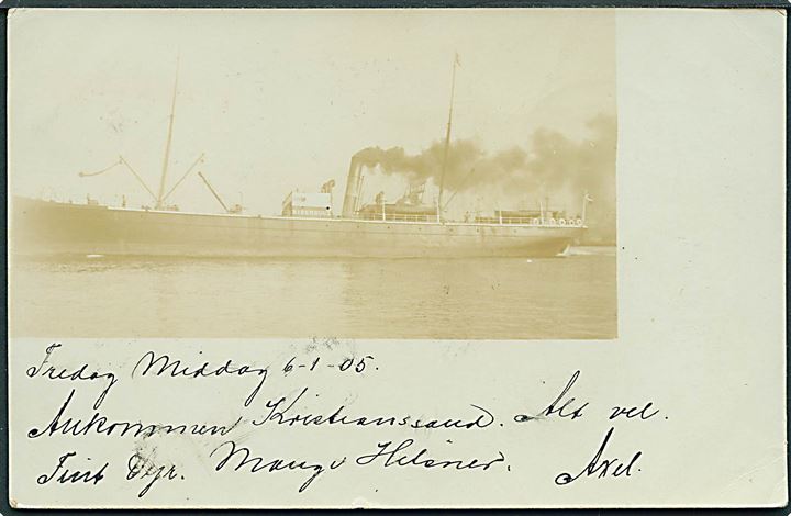 “Riberhuus”, S/S, DFDS (1875-1920). Fotokort u/no. Kvalitet 7