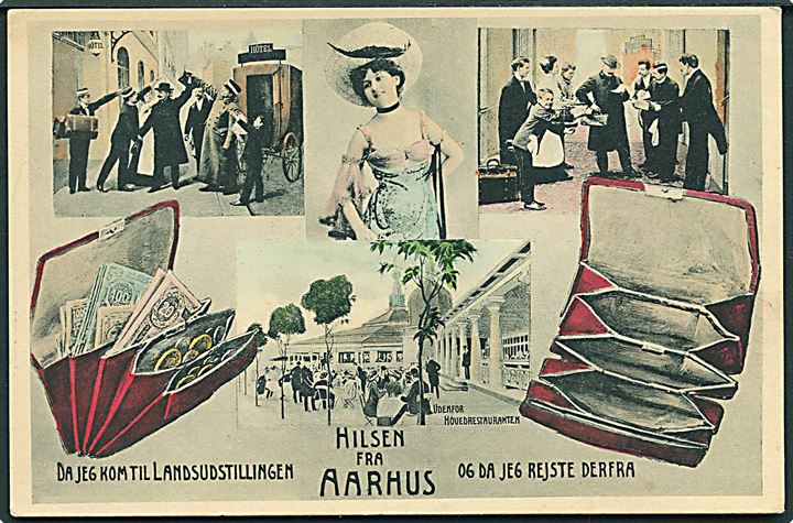 Aarhus, “Da jeg kom til Landsudstillingen og da jeg rejste derfra”. Stenders no. 17844. Kvalitet 9