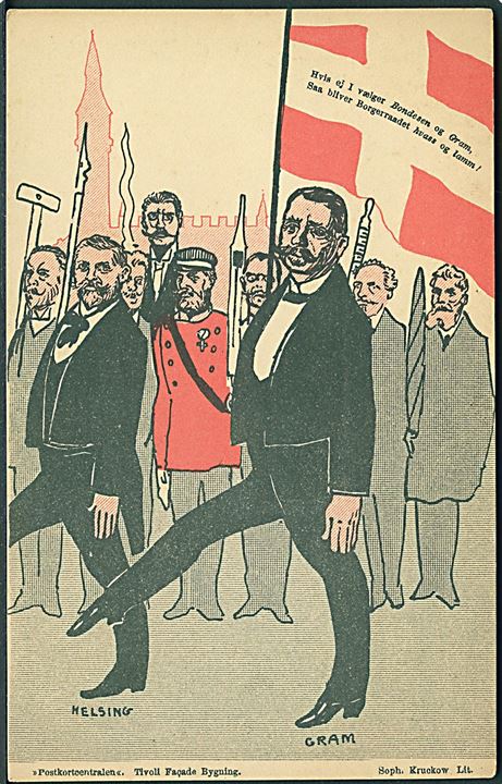 Københavns Borgerrepræsentation. Valgagiationskort fra valget i 1904. Postkortcentralen u/no. Kvalitet 7