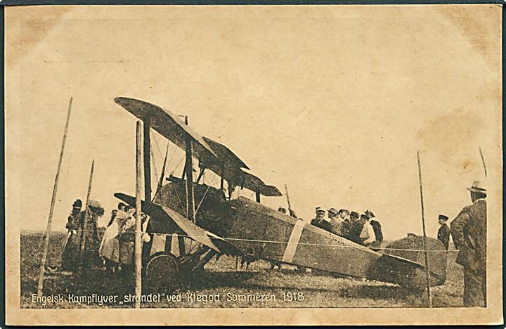Fly. Sopwith Camel nødlandet ved Klegod 1918 efter angreb på luftskibsbasen i Tønder. Stenders no. 49811. Kvalitet 6