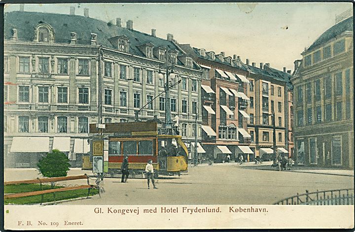 Købh., Gl. Kongevej m. Hotel Frydenlund og sporvogn fra Frederiksberg Sporveie no. 10. Fritz Benzen no. 109. Kvalitet 7