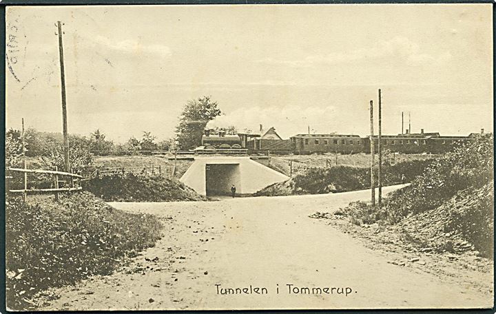 Tommerup, tunnelen med damptog. Stenders no. 46095, Kvalitet 7