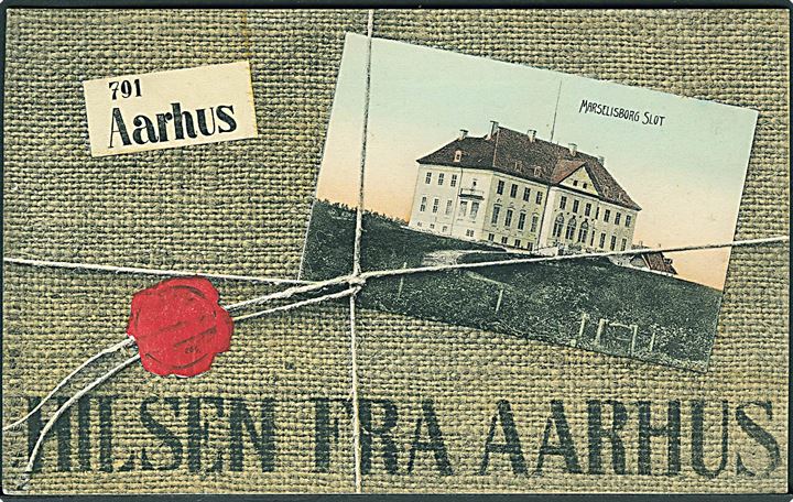 Aarhus, “Hilsen fra” med Marselisborg slot. U/no. Kvalitet 8