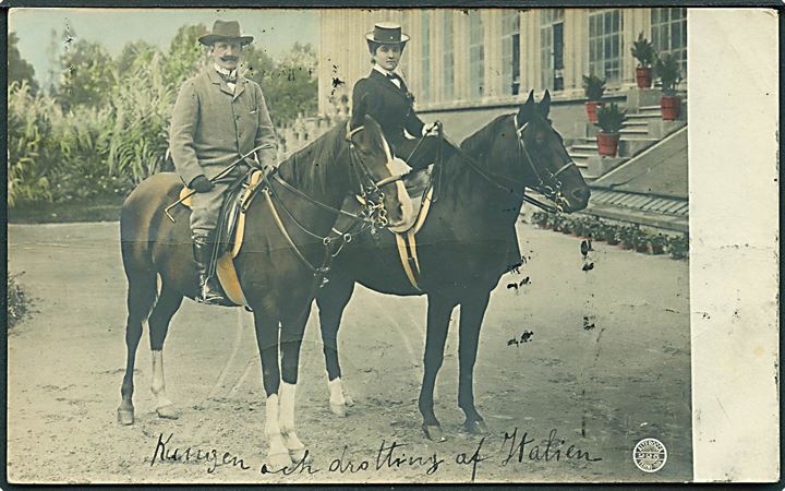 Italien. Kong Victor Emmanuel III og dronning til hest. Alterocca no. 225. Kvalitet 6