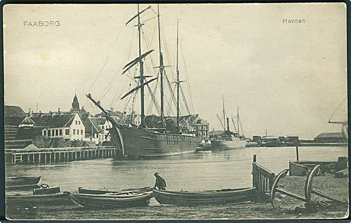 Faaborg, havneparti med sejlskib. Stenders no. 3668. Kvalitet 7