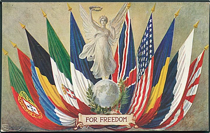 Verdenskrig 1. Tuck “For Freedom” med Wilson citat. No. 3149. Kvalitet 8