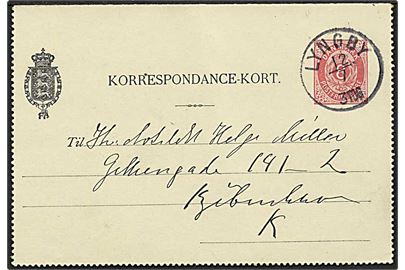 8 øre rød tofarvet korrespondancekort fra Lyngby d. 12.7.1902 til København.