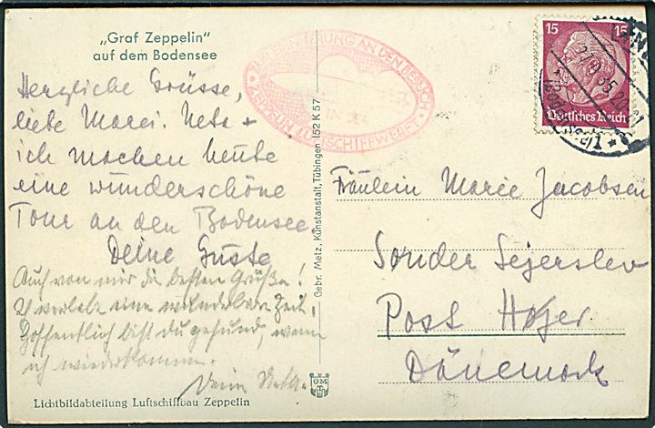 Zeppelin. LZ 127 “Graf Zeppelin” over Bodensee. G.M.T. no. 152K57. Kvalitet 7