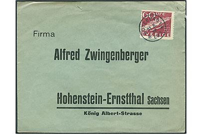 60 øre Postjubilæum på brev fra Göteborg d. 21.5.1936 til Hohenstein, Tyskland.