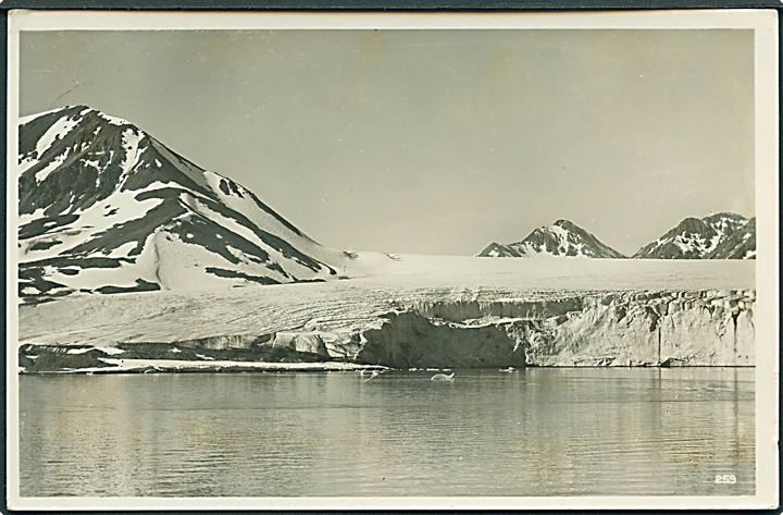 20 øre Løve på brevkort (Svalbard/Spitzbergen, Krossfjord) stemplet Ny-Ålesund d. 27.7.1936 til München, Tyskland.