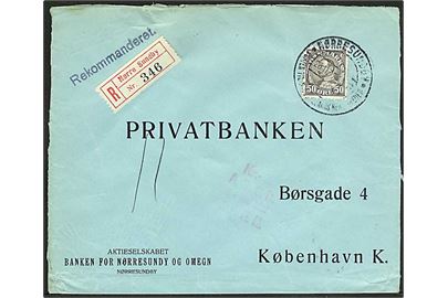 50 øre grå Chr. X singelfrankatur på Rec. brev fra Nørresundby d. 23.11.1937 til København.