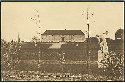 Parti fra Stadion med Gymnastikhøjskolen, Ollerup. Stenders no. 57955.