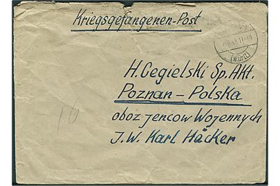 Ufrankeret krigsfangebrev fra Gerlingen d. 6.2.1948 til tysk fange i den polske krigsfangelejr på H. Cegielski værket i Poznan, Polen. 