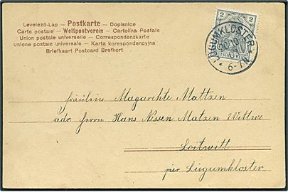 2 pfg. Germania på lokalt brevkort stemplet Lögumkloster d. 20.10.1903.