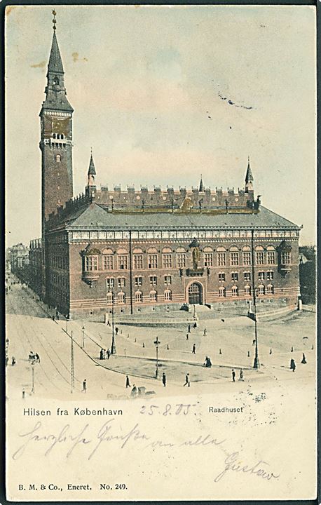 Hilsen fra København med Raadhuset. B. M. & Co. no. 249. 