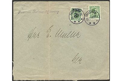 2/5 øre grøn og 5 øre grøn Chr. X på lokalt sendt brev fra Thorshavn d. 22.1.1919.