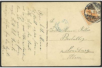 7½ pfennig orange på postkort fra Haderslev d. 4.6.1917 til Nordborg. U.K. Haderslev censur.