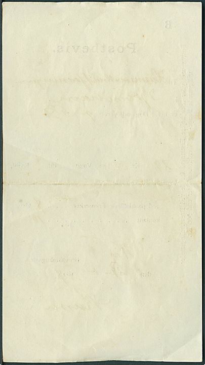 Fortrykt Postbevis fra Brevsamlingssted anvendt i Vig d. 29.1.1898 for indlevering af postanvisning til Kjøben-havn. Brevsamlingstedet i Vig blev oprettet  pr. 1.1.1883 under Nykøbing Sj. Sjælden formular.