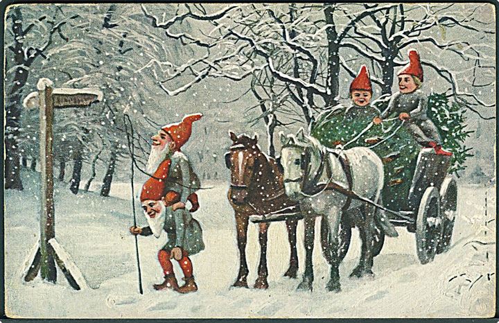10 øre Chr. IX og Julemærke 1906 på julekort stemplet Frederiksborg *JB.P.E.* d. 21.12.1906 til Enfield Wash, England. 