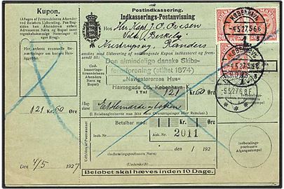 20 øre rød Chr. X på postanvisning fra København d. 4.5.1927 til Randers.