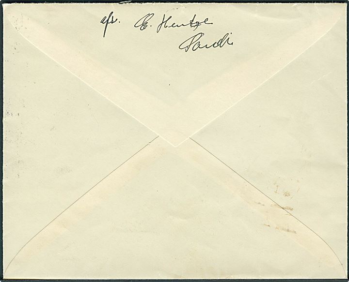 10 øre Bølgelinie i fireblok på anbefalet brev annulleret med udslebet stjernestempel SKOPEN og sidestemplet Thorshavn d. 4.1.1940 til Thorshavn. Flot forsendelse.