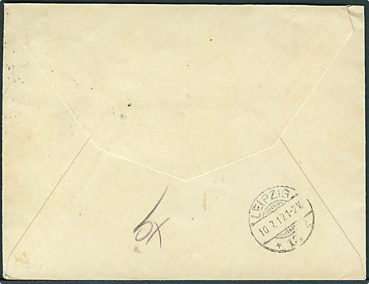35/20 øre Provisorium på anbefalet brev fra Horsens d. 7.7.1917 til Leipzig, Tyskland. Pænt brev.
