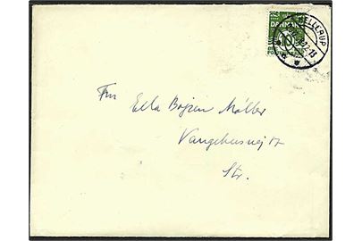 10 øre grøn bølgelinie på brev fra Hellerup d. 20.12.1928 til København. Hellerup IIc brotypestempel. Meget godt stempel.