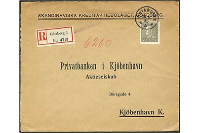 50 øre oliven Gustav på Rec. brev fra Göteborg, Sverige, d. 20.5.1935 til København.