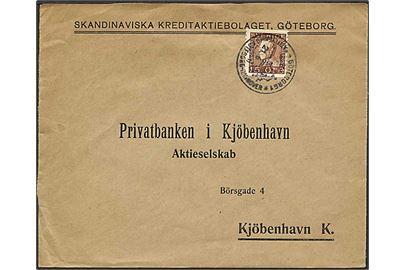 15 øre brun Gustav på Rec. brev fra Göteborg, Sverige, d. 21.6.1937 til København.