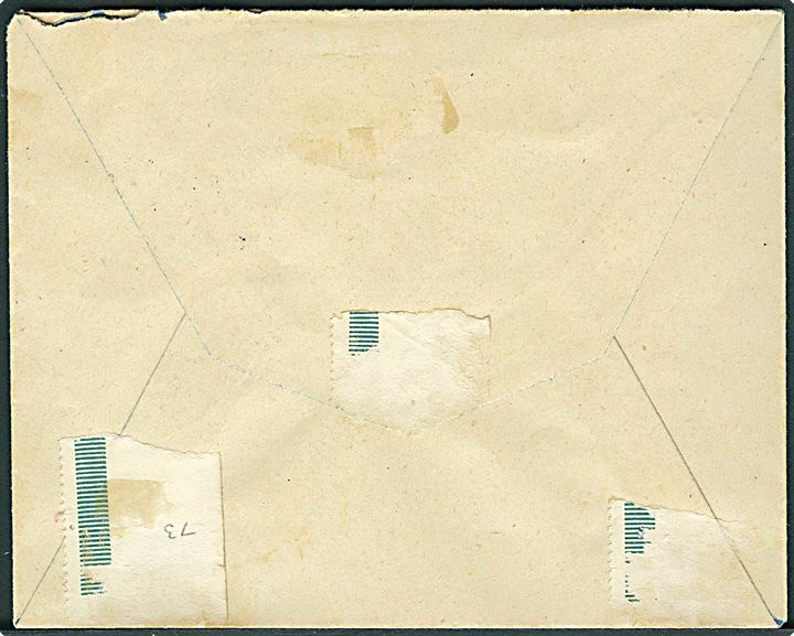 Halveret 4 øre Korsbånd afklip og 5 øre Chr. X på brev annulleret med brotype IIIb Thorshavn d. 10.1.1919 til Streymnes. Smukt brev. Attest Møller.