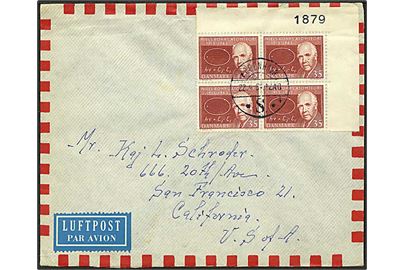 35 øre rød Niels Bohr på luftpost brev fra København d. 22.4.1964 til San Francisco, USA.