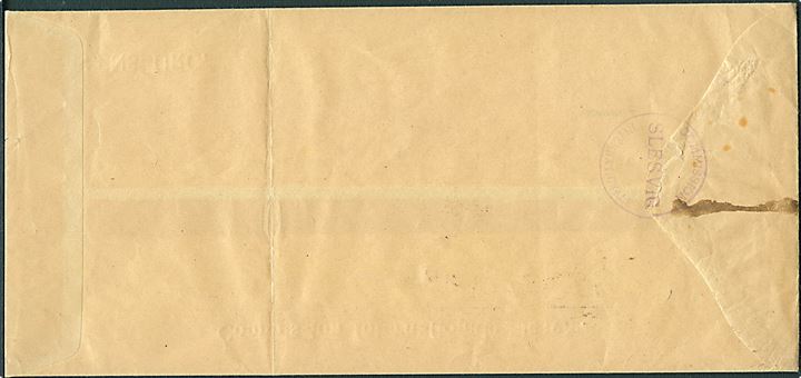10 pfg. CIS udg. i par på fortrykt kuvert fra Flensburg d. 23.2.1920 til Landsraaden i Sønderborg. Violet stempel Commission Internationale Slesvig på for- og bagside. Lodret fold.