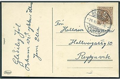 10 aur Chr. X på lokalt brevkort i Reykjavik d. 24.12.1933.