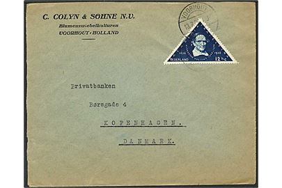 12½ cent blå på brev fra Voorhout, Holland, d. 13.7.1936 til København.
