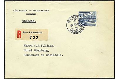 40 centimes blå på brev fra Bern, Schweiz, d. 20.10.1950 til København.