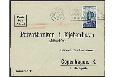 1,75 frank blå på brev fra Antwerpen, Belgien, d. 5.7.1935 til København.