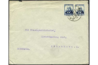 40 centimos blå på brev fra  Cadiz, Spanien, d. 3.4.1937 til København.